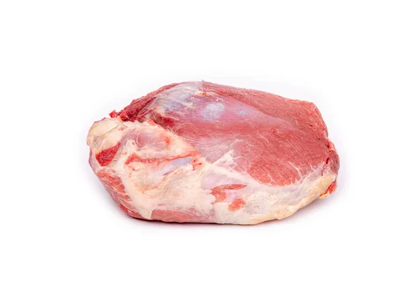 Trozo de carne fresca de caballo cruda aislada sobre fondo blanco —  Fotos de Stock