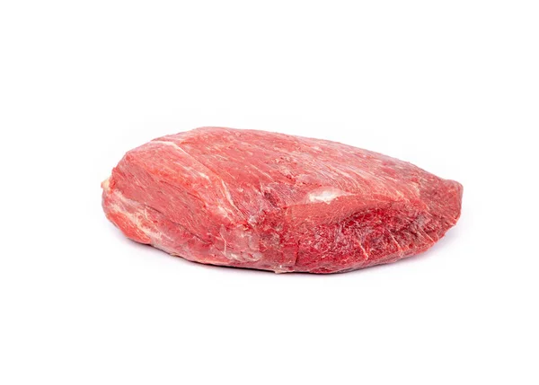 Stück frisches rohes Pferdefleisch isoliert auf weißem Hintergrund — Stockfoto