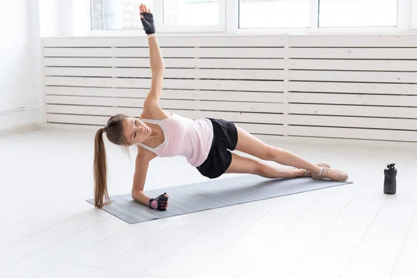 Estilo Vida Saludable Yoga Personas Concepto Fitness Ejercicio Mujer Con — Foto de Stock