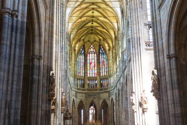 Prague, Çek Cumhuriyeti - 14 Haziran 2017: iç Saint Vitus Katedrali Prag, Çek Cumhuriyeti