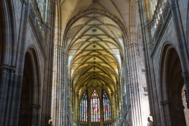 Prague, Çek Cumhuriyeti - 14 Haziran 2017: iç Saint Vitus Katedrali Prag, Çek Cumhuriyeti