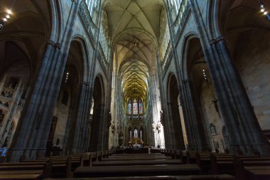 Prague, Çek Cumhuriyeti - 14 Haziran 2017: iç Saint Vitus Katedrali Prag, Çek Cumhuriyeti