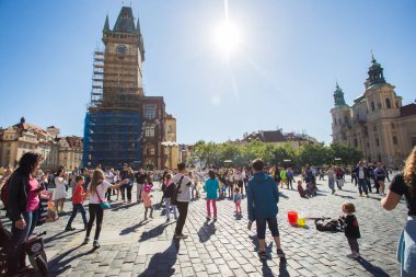 Prague, Çek Cumhuriyeti - 7 Haziran 2017: Prag Eski Şehir Meydanı Çek Cumhuriyeti.