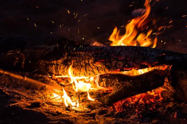 Gece, turizm ve doğa kavramı - günlük ve ateş yakma