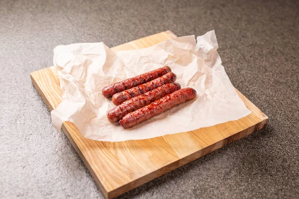 Ernährungskonzept - traditionelle Pferdefleischwurst, Draufsicht — Stockfoto