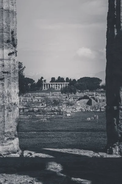 文化および観光事業の概念を理解するパエストゥム サレルノ イタリアの考古学的遺跡 — ストック写真