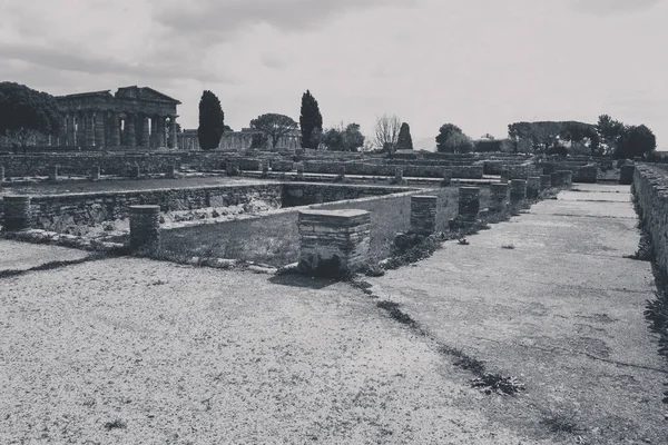 Archeologické Pozůstatky Itálie Paestum Salerno Porozumět Pojmu Kultury Cestovního Ruchu — Stock fotografie