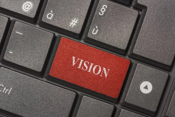 Geschlossene Computertastatur Mit Word Vision Ein Geschäftskonzept Meinen — Stockfoto