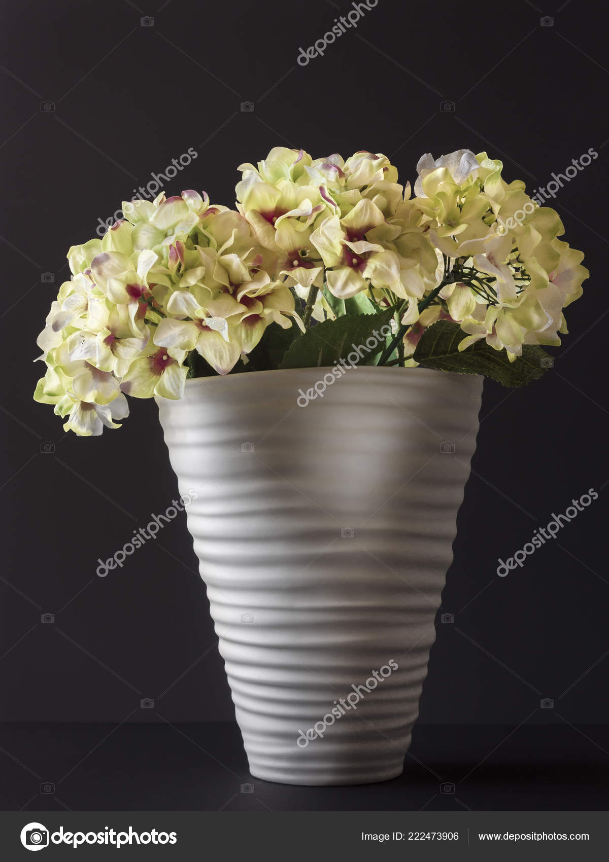Fake Flowers Vase White Color Black Background Mean Business