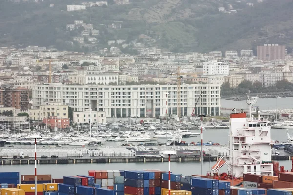 Panoramic View Salerno Foreground Part Its Port Very Important Sorting — Stock Photo, Image