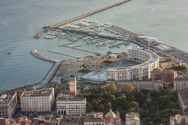 Vista Panorámica Del Paseo Marítimo Salerno Con Nuevos Edificios Construcción — Foto de Stock