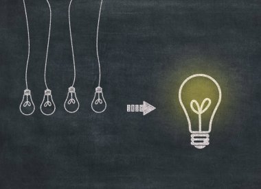 Başarılı takım çalışması, iyi bir ekip liderinin stratejik planlama ve sinerji işbirliği konsepti ve iş karatahtasında ya da öğretmenin tahtasında büyük yaratıcı fikir ampulü düşüncesiyle beyin fırtınası konsepti oluşturur.