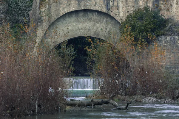 River Old Stone Bridge Rocks Surrounded Nature Province Salerno Southern — Stock Photo, Image