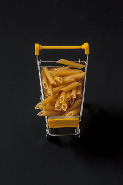 Penne Pasta Shopping Cart Represent Concept — Stock Photo, Image