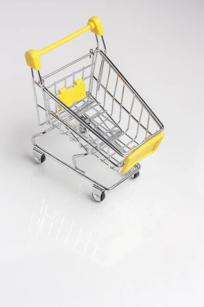 Shopping cart, shopping trolley isolated white background — Stock Photo, Image