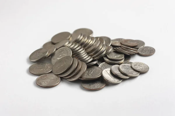 Coins on a white background Stock Photo