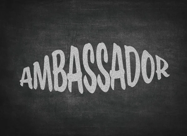 Cuvânt concept ambasador pe un fundal tablă — Fotografie, imagine de stoc