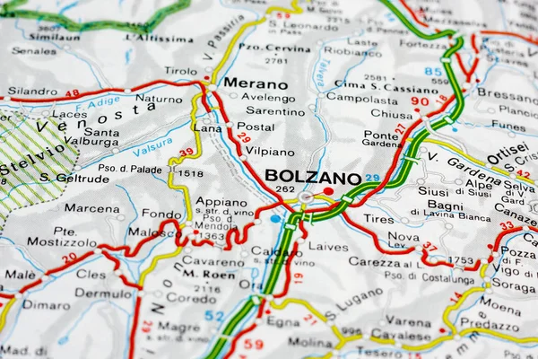 Geographic map of European country Italy with Bolzano city