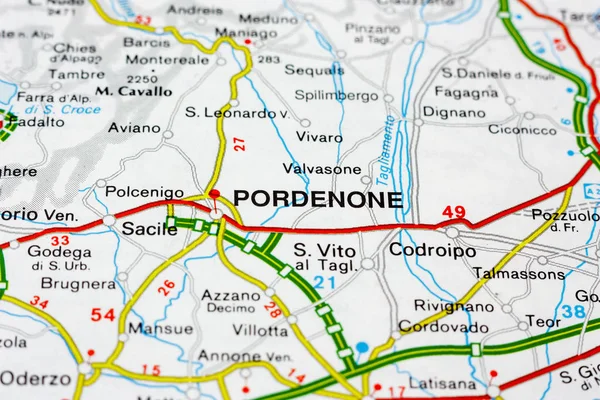 Geographic map of European country Italy with Pordenone city