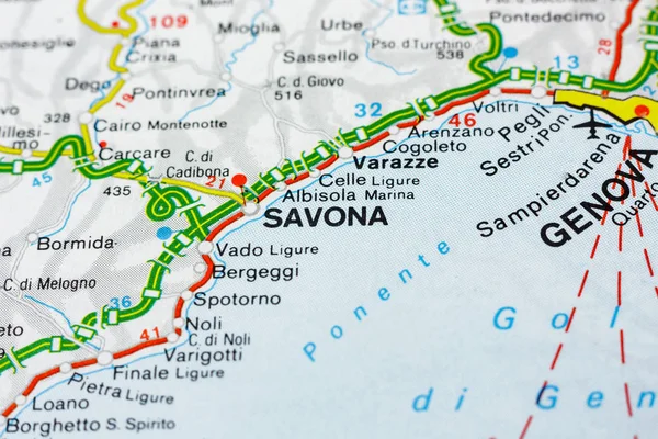 Geographic map of European country Italy with Savona city