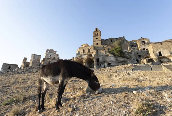 Terk edilmiş köy Craco, Basilicata bölgesi, İtalya