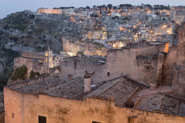 Widok Sassi z Matera z podniesionego punktu — Zdjęcie stockowe