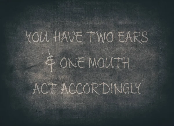 Two ears listen learn wisdom typography — Stock Photo, Image