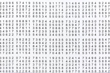 Rasgele sayılar ve Beyaz Kağıt arka plan formüle izole tablosu