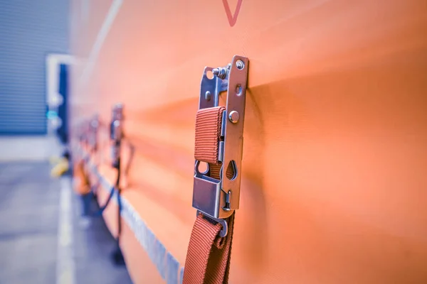 Tie Strap Ready Put Steel Security Cord Ratchet Strap Orange — Stock Photo, Image