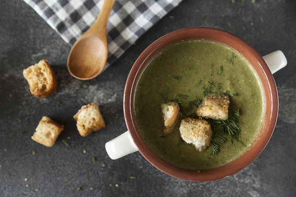 Spinach Soup Vegetable Green Cream Soup Vegetable Soup — Stock Photo, Image