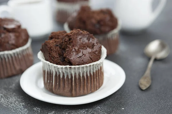 Čokoládový Muffin Čokoládový Muffin Pečivo Káva Dezert — Stock fotografie