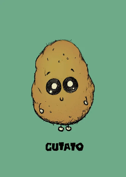 Cutato Cute Suchen Kartoffel Charakter — Stockvektor