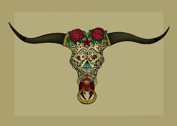 Calavera Azúcar Toro Obra Arte Vectorial Aislada Gráficos Vectoriales