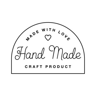 El yazısıyla etiket ya da logo. Vektör düz çizimler. Modern ve şık rozet..