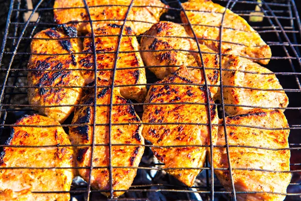 Filete picante de cerdo en adobo asado con braai — Foto de Stock