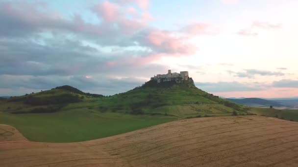 Вид Воздуха Spis Spi Spisk Замок Летом Второй Величине Замок — стоковое видео