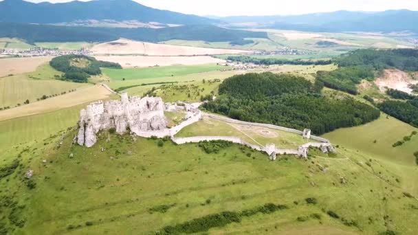Yaz Aylarında Spis Spi Spisk Kalesinin Havadan Görünümü Orta Avrupa — Stok video