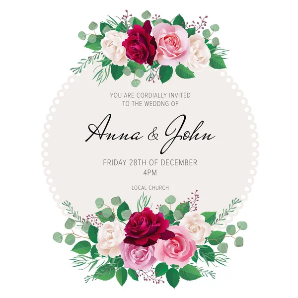 Hochzeit Florale Vorlage Kollektion Hochzeitseinladung Dankeschön Karte Speichern Sie Die — Stockvektor