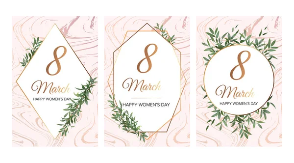 Marzo Feliz Día Las Madres Plantilla Diseño Moda Conjunto Lujo — Vector de stock