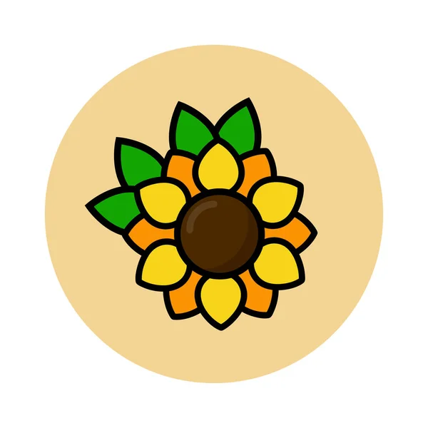 Vektorbild Eines Cartoon Sonnenblumenvektors Mit Blättern Symbol — Stockvektor