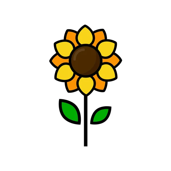Vektorbild Eines Cartoon Niedlichen Sonnenblumenvektors — Stockvektor