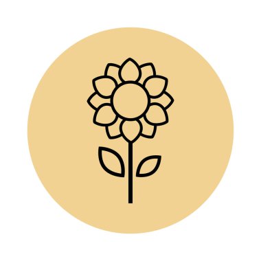 Bir çizgi film sevimli ayçiçeği vektör anahat simgesi vektör görüntü