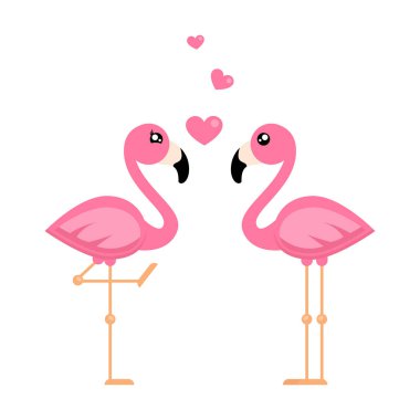 Bir karikatür flamingo erkek ve kız ile kalp vektör vektör görüntü