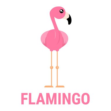 Çizgi film sevimli flamingo metinle açık vektöründen vektör görüntü