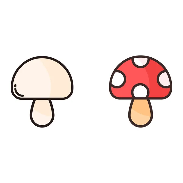 Imagem Vetorial Desenho Animado Bonito Champignon Vetor Conjunto —  Vetores de Stock