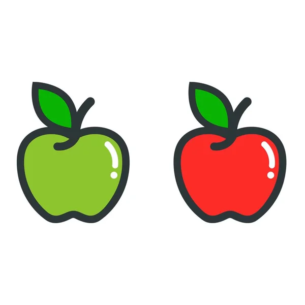 Imagen Vectorial Vector Verde Manzana Dibujos Animados Rojo Manzana — Archivo Imágenes Vectoriales