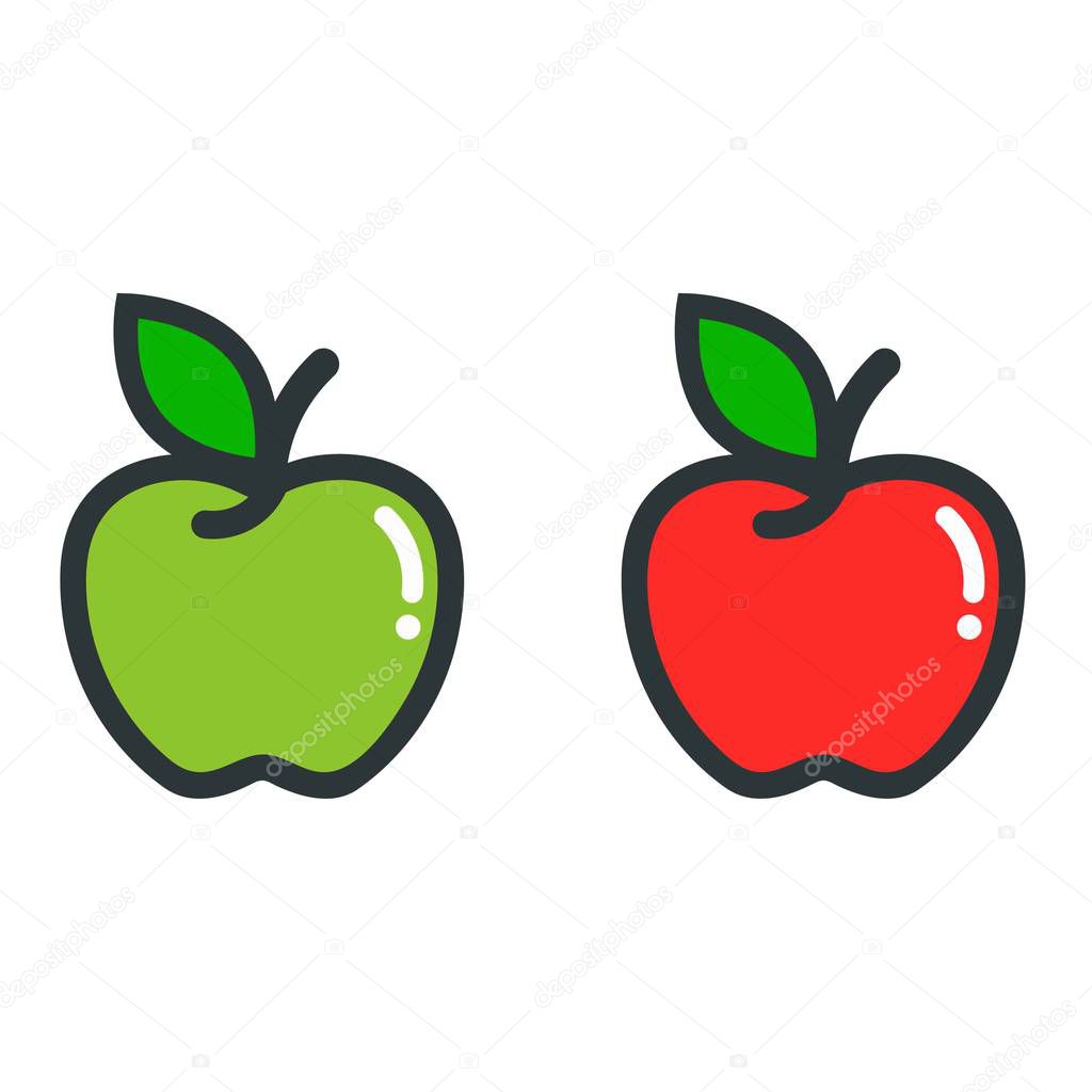 Vector image of a cartoon apple green vector and apple red