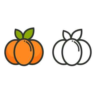 Bir karikatür kabak vektör görüntü anahat vektör görüntü ve yaprakları ile renkli