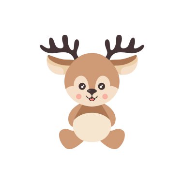 Bir karikatür sevimli geyik oturan Vektör görüntü 