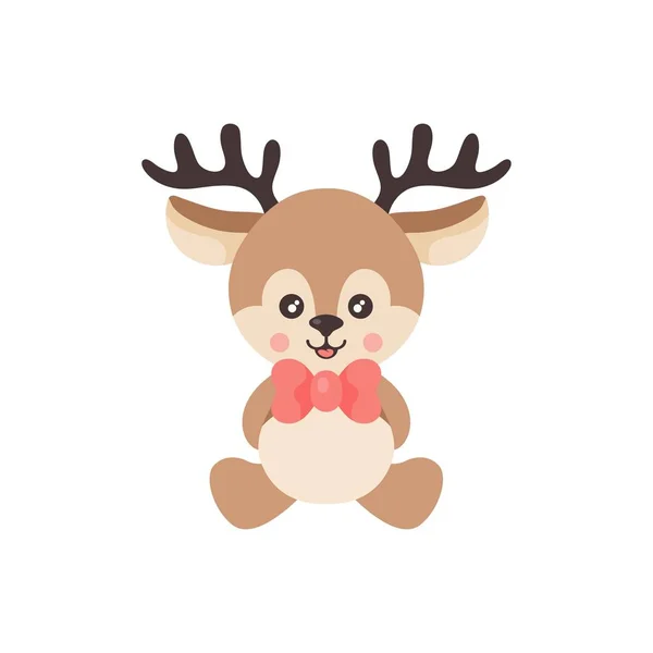 Kravat ile oturan bir karikatür sevimli geyik Vektör görüntü 